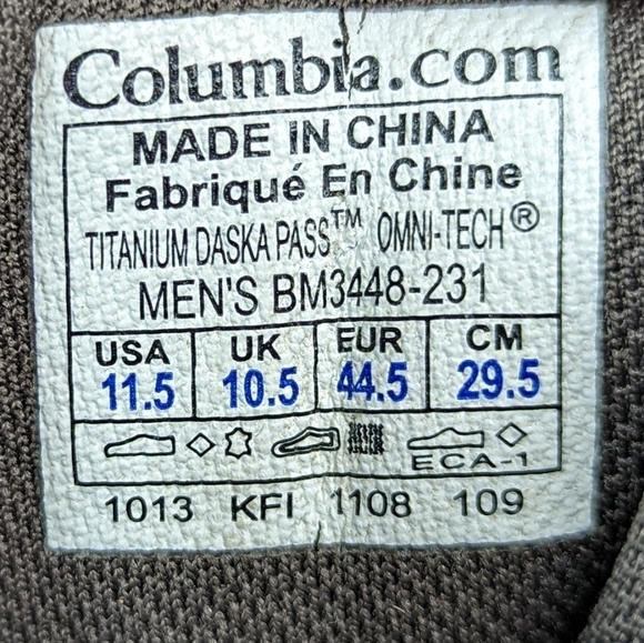 Columbia Boots Mens 11.5 Titanium Daska Pass Omni-Tech BM3448-231 Vibram sole. W - Picture 11 of 11